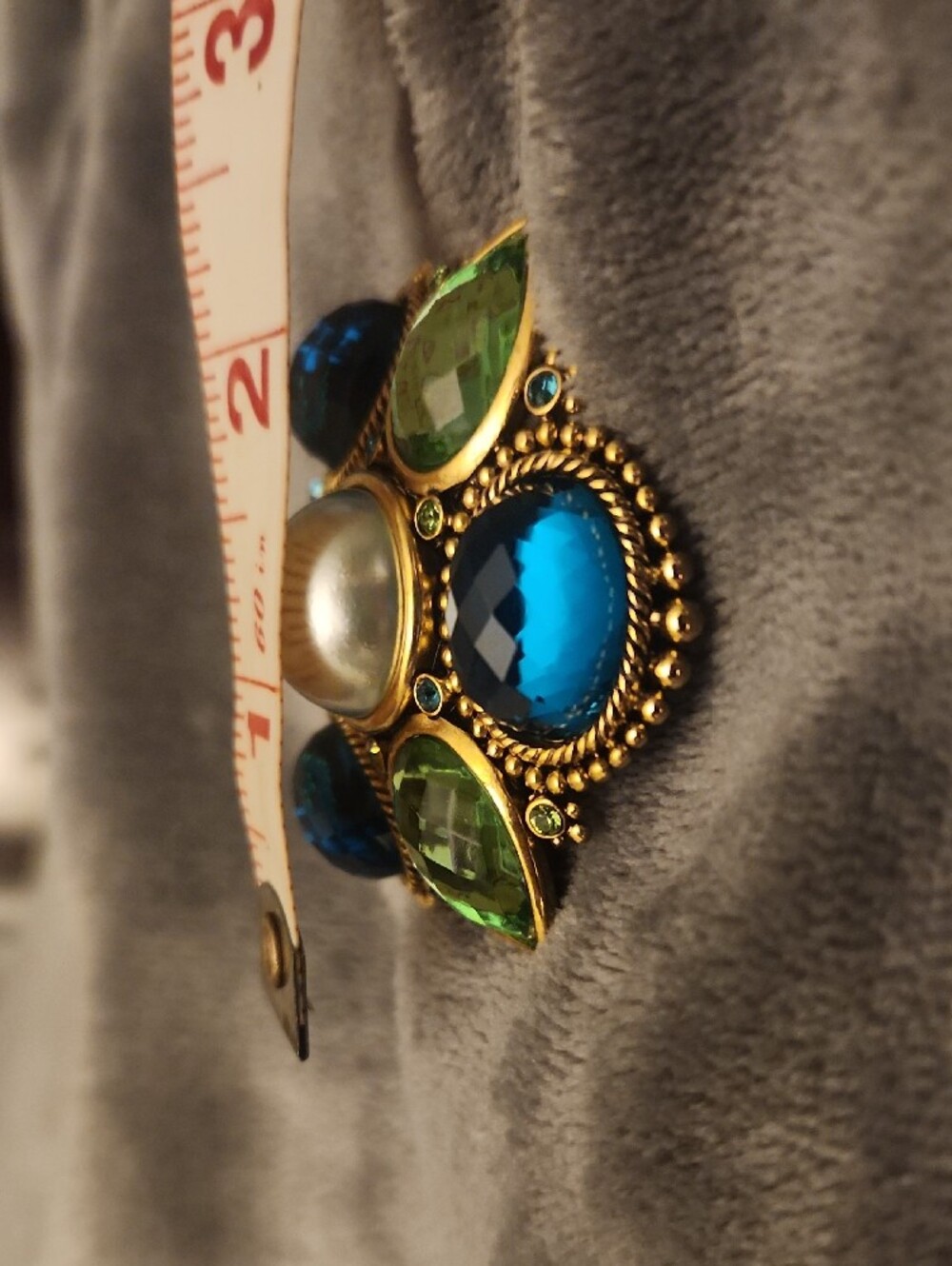 Joan Rivers Gold-Tone Brooch with Blue, Green & Pearl Accents - Picture 5 of 5